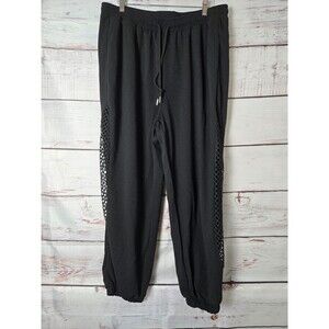 Shein Curve Womens Joggers Size 2XL black Sheer sides